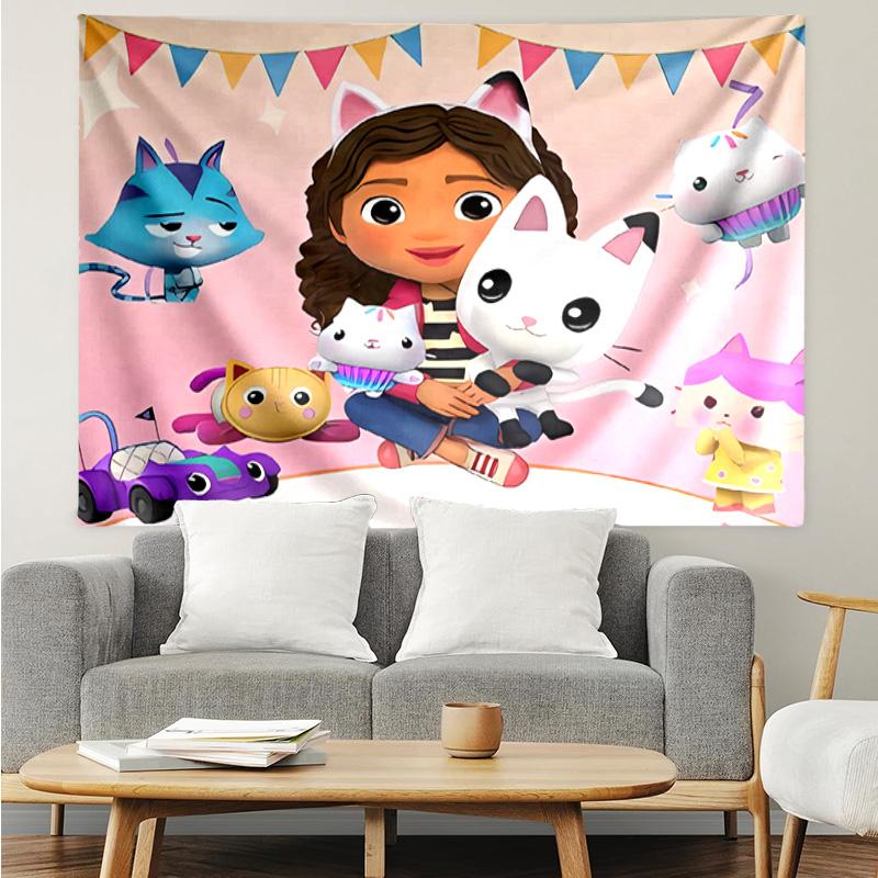 Gabby's Dollhouse2 Tapestry for Bedroom Aesthetic Classroom Tapestries Wall Hanging for Living Room Dorm Office,Ideal Creative Gift