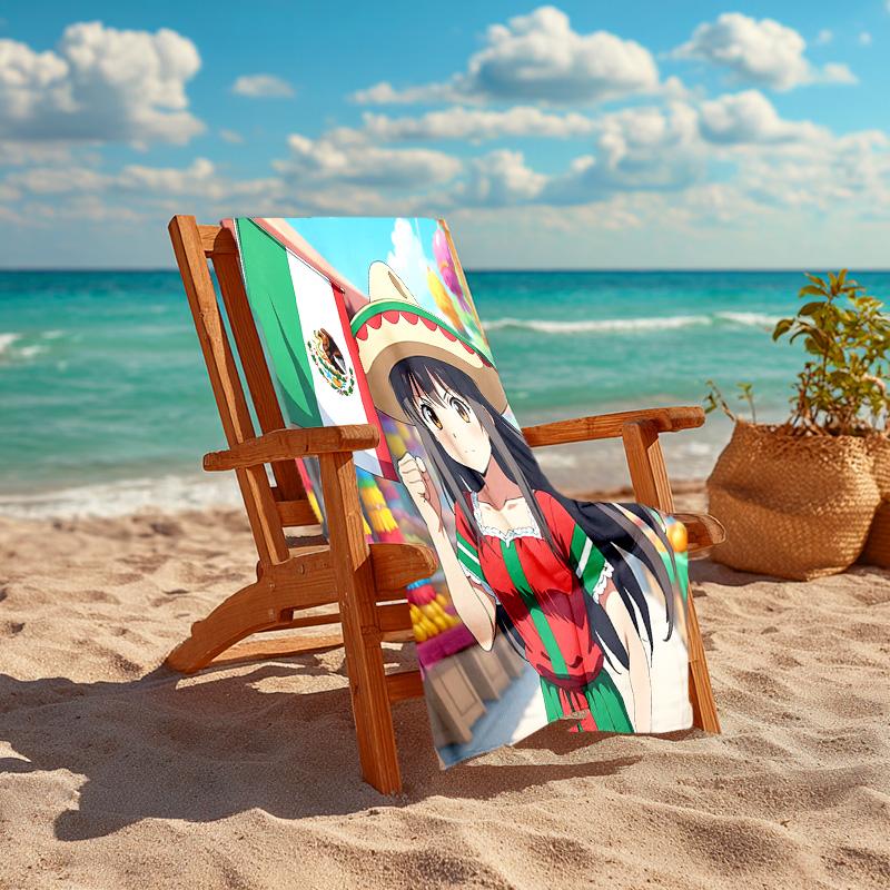 1pc Mexican Festival Celebration Cartoon Quick Dry Microfiber Bath Towel for Swimming Surfing Camping Unisex Holiday. SJT7201155