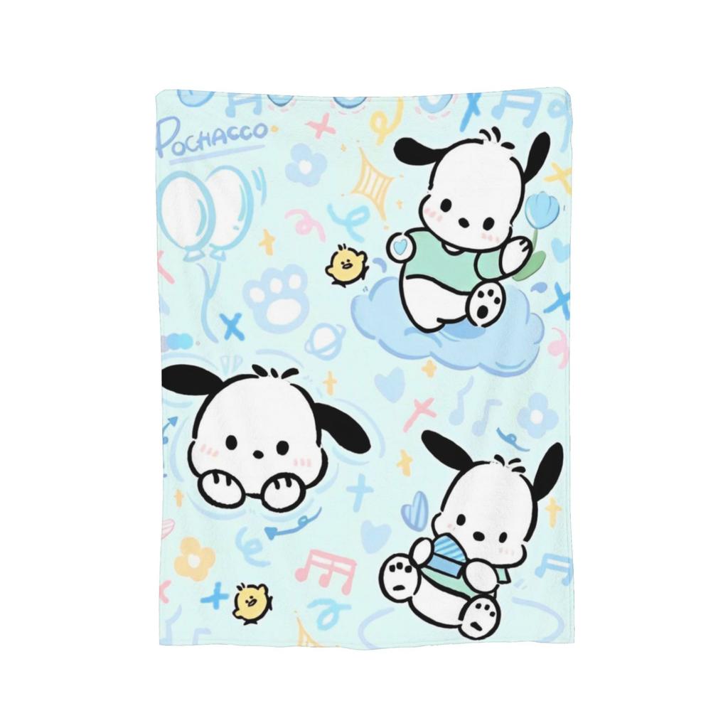Pochacco Cute Blue Flannel blanket Cartoon Dog Awesome Throw blanket for Bed Sofa Couch 125*100cm Bedspreads,