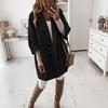 Women Casual Autumn Winter 45720 Sleeve Pockets Buttons Long Coat Loose Jacket