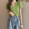Модные летние укороченные топы 2023 года: Футболки Sweet Style с высокой талией и короткими рукавами для женщин