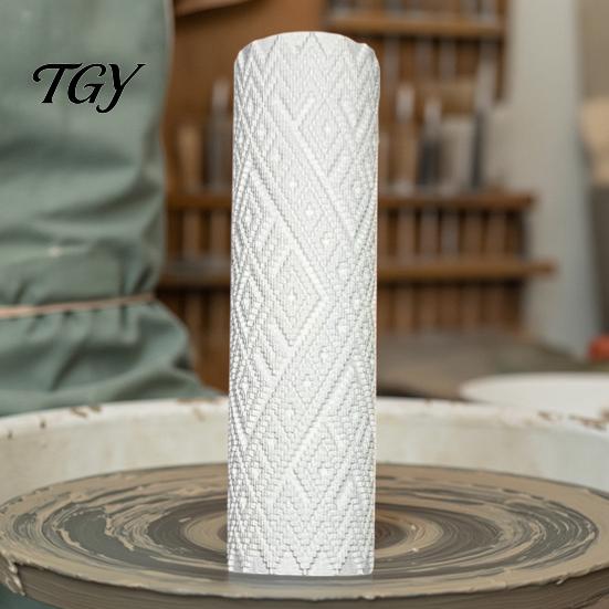 Clay Modeling Texture Rollers Roller, Rhombus Pottery Polymer Retro Ethnic Style Stamps Tool for Ceramics Sculpting DIY