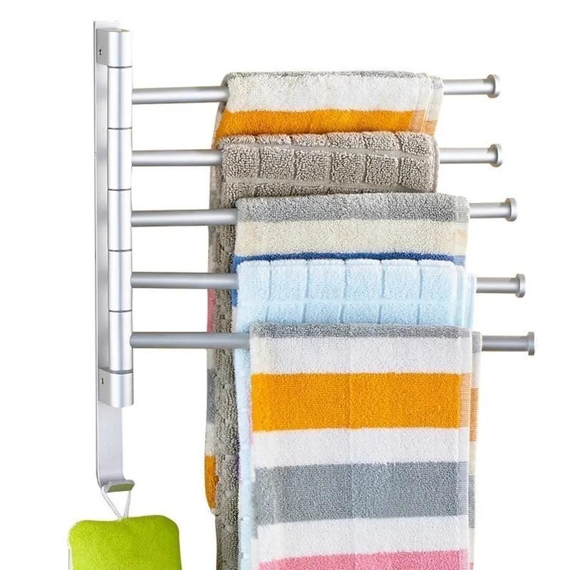 Настенная вешалка для полотенец из нержавеющей стали Полировка Вешалка Фурнитура Неперфорированная Вешалка для полотенец Вращающаяся вешалка для полотенец Ванная Кухня