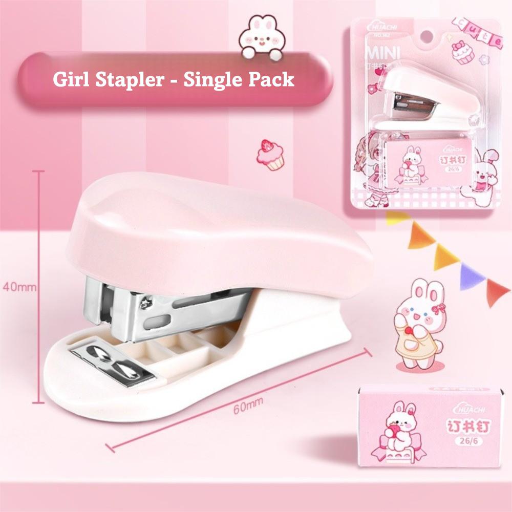 Macaron Color Mini Stapler Cartoon Design Test Paper Stapler Cute Bookbinding Machine School Use