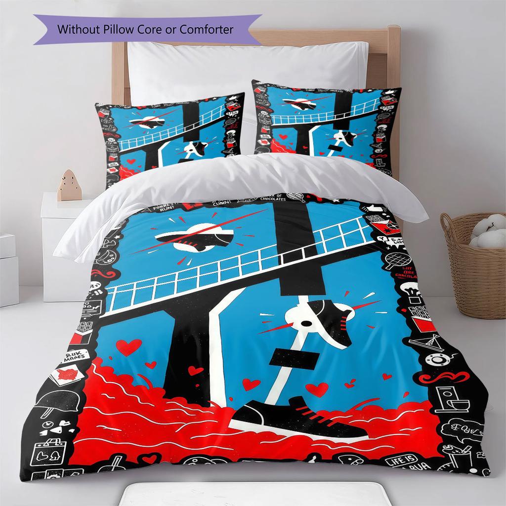 Gump illustration Pattern Bedding Quilt Set Quilt Cover Pillowcase Home Decoration Birthday Gift (1 * duvet cover + 2 * pillowcase, without core)