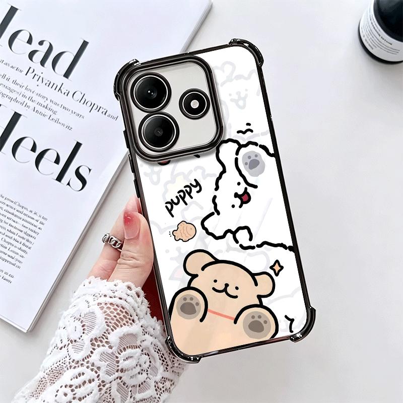 Кавайная Линия Щенка Милый Мягкий Чехол Для Телефона Для Xiaomi Redmi Note 14 15 Pro Plus 13 12 11S 11T 5G 10 9S 9 Покрытие Защита От Падения Fundas