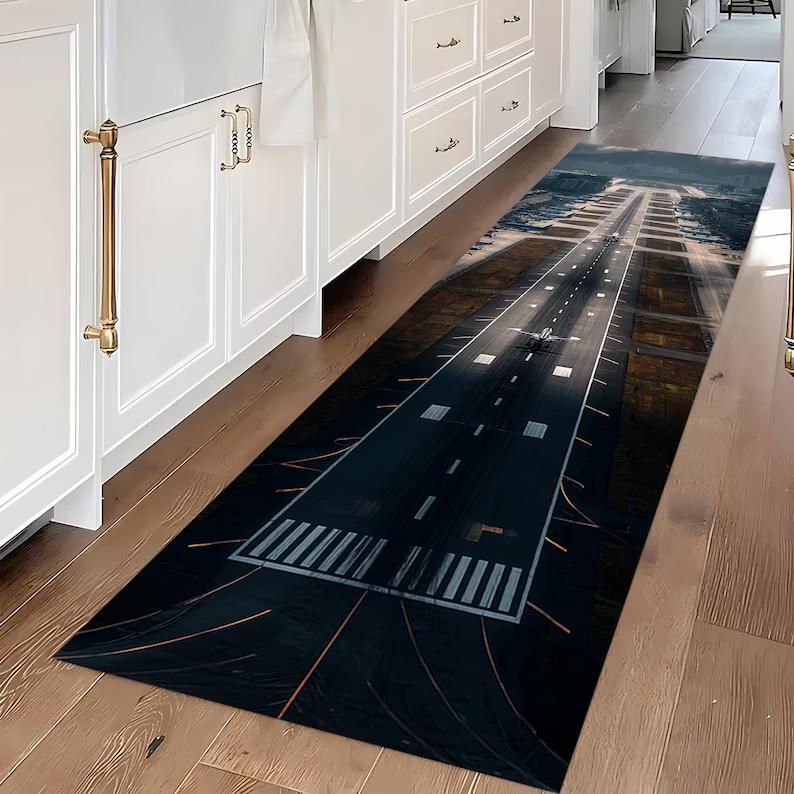 Airport Runway Runner Rug Aviation Carpet Terminal Map Design Kids Playroom Home Decor