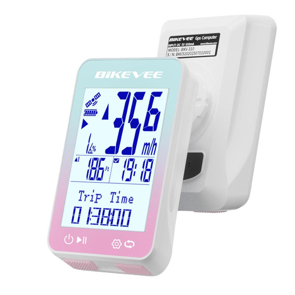 Bikevee Sports Fitness Wireless Bike Speedometer GPS Bicycle Computer 8 Languages IPX7 Waterproof 2.4" LCD Display MPH KM/H with Auto