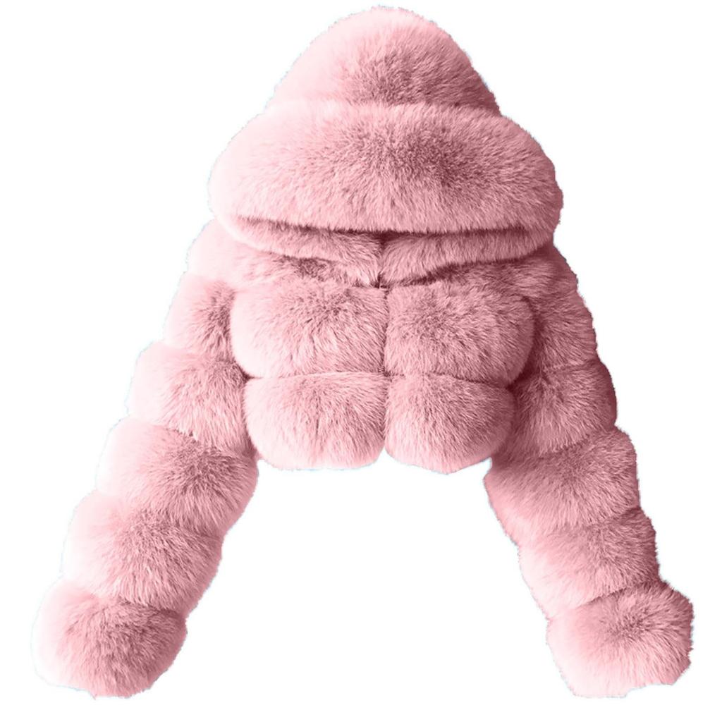 Женская модная куртка, однотонное плюшевое пальто с длинными рукавами и капюшоном