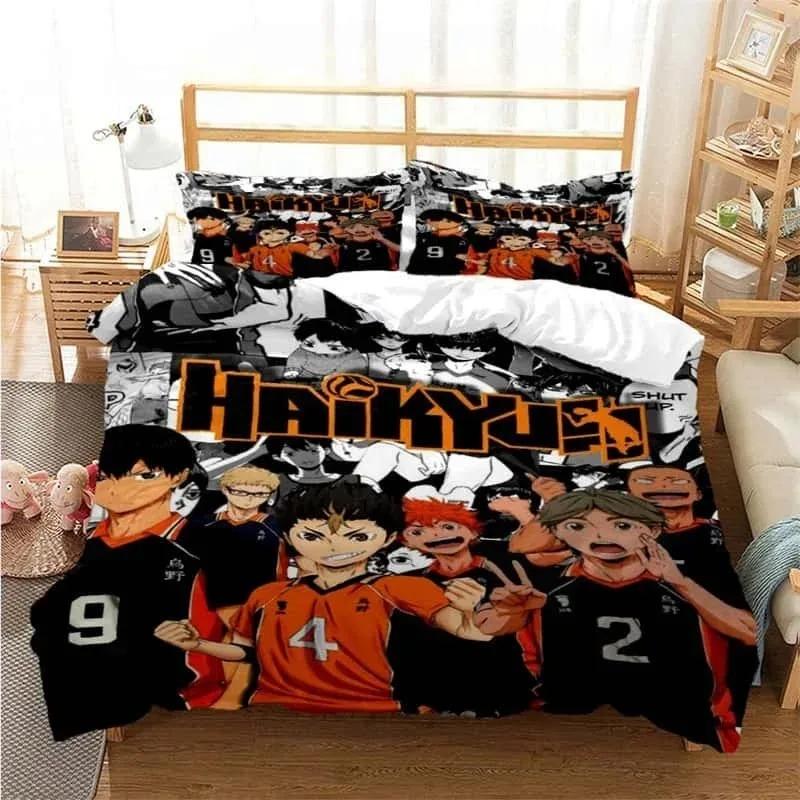 3D Pirnted Volleyball Haikyuu Duvet Cover Set Cartoon Kids Boys Bedding Set Bedclothes Girls Teens Quilt Cover Bed Linen Set