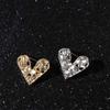 Rectangular Heart Brooch Korean Style Hollow Heart Breastpin Exquisite Rhinestone Pin  Women