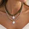 SHIXIN Y2K Bohemian Round Acrylic Colorful Beaded Necklace Women Baroque Irregular Imitation Pearl Pendant Chain Jewelry Gifts