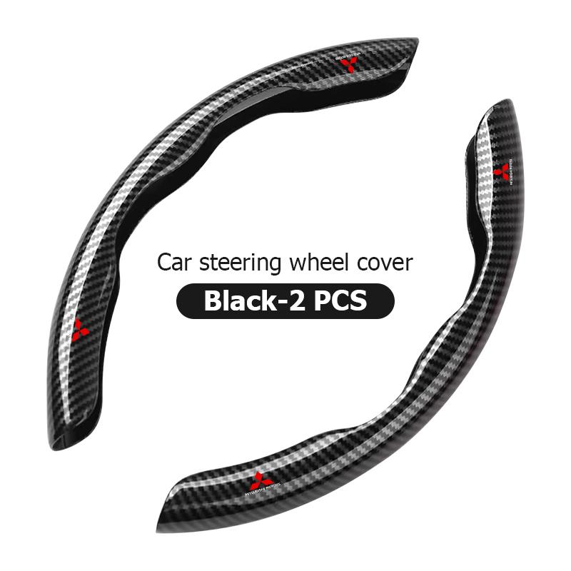 For Mitsubishi 2PCS New Carbon fiber Car Steering Wheel Cover Non-slip Protector Sleeves Outlander Lancer Cross Colt Xpander
