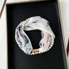 1116 spring and summer new silk scarf women's niche high-end pearl magnetic buckle necklace foreign-style wear printed small scarf