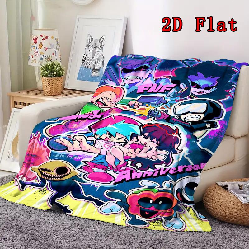 Friday Night Funkin 2D Flat Pattern Flannel Blanket High quality All Seasons Warmth and Comfort Perfect for Christmas Gifts.