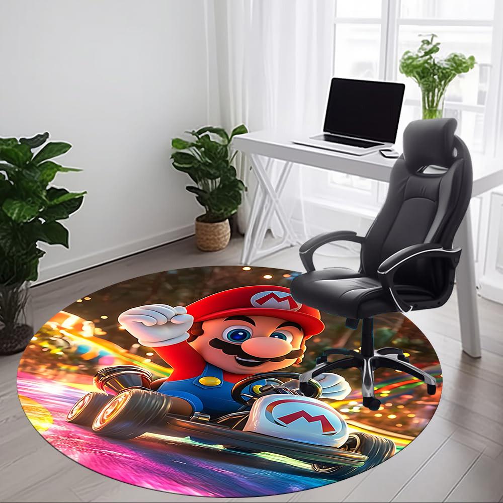 1 шт. Коврик для пола Mario Kart Racing, круглый, для офиса, спальни, гостиной, домашний декор, декор комнаты, Offic a1016110