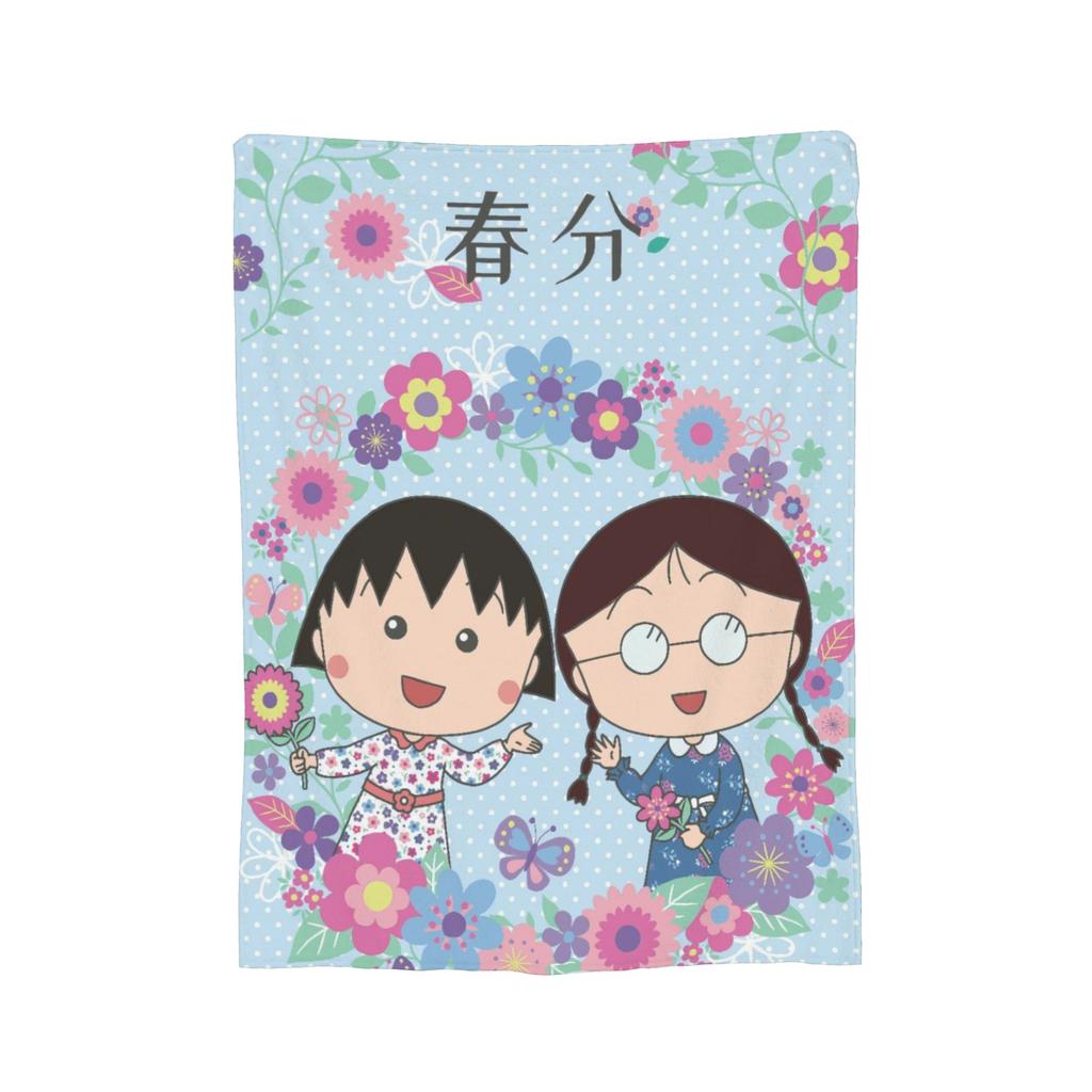 Anime Chibi Maruko Chan Blankets Coral Fleece Plush All Season Portable Soft Throw Blanket for Sofa Car Bedding Throws
