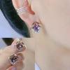 Модные серьги в форме бриллианта с фиолетовыми кристаллами: Изысканный, универсальный дизайн в японском и корейском стиле