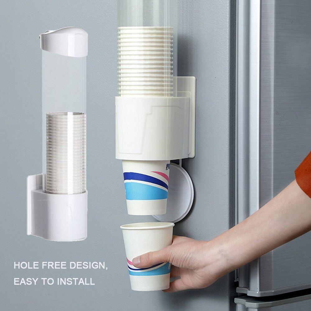 White Black Dust-proof No Punching Wall Mounted Cup Rack Paper Cups Dispenser Cup Holder