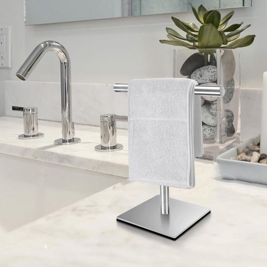 T-Shaped Towel Rack Storage Organizer Rust-Resistant Easy Installation Bath Hand Towel Holder Stand with Heavy Base