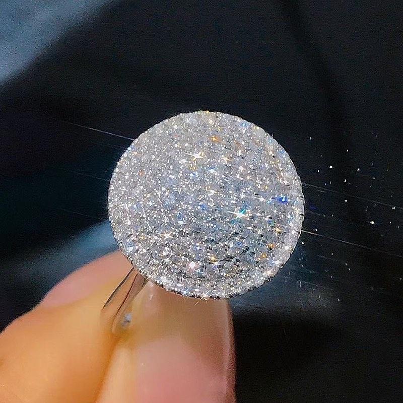 Huitan Sparkling CZ Women Rings Round Shaped Fashion Versatile Lady's Jewelry Full Bling Iced Out Wedding Engagement Accessories