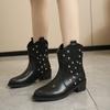 Fashion 2024 European and American Fashion New Style Round Toe Metal Dot Decorated Ankle Boots Women's Casual Short Fashion Boots