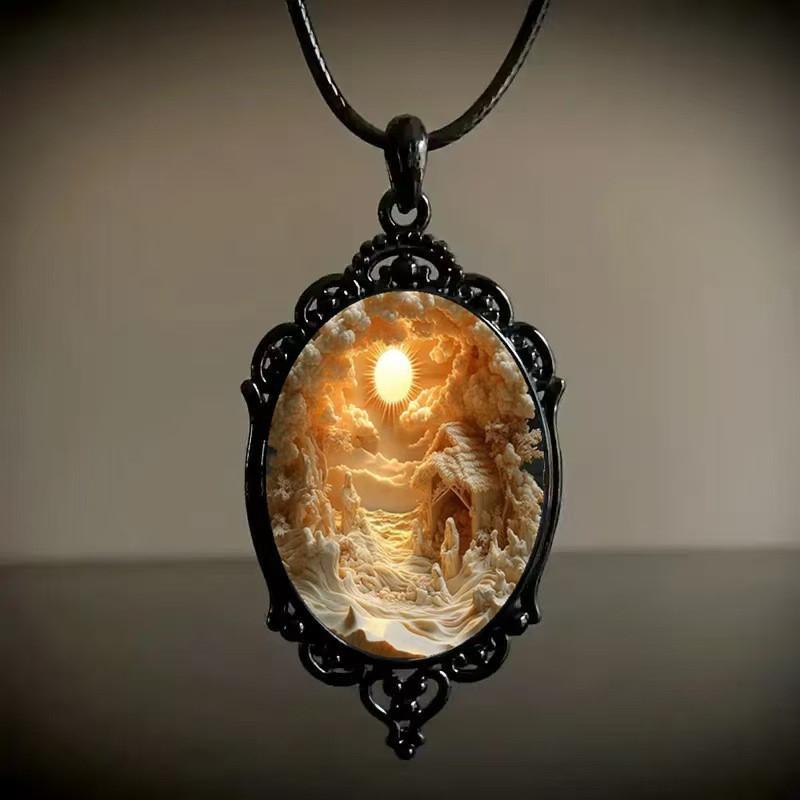 European and American Elegant Christmas Daily Wear Glass Pendant Necklace Jewelry for Men and Women