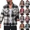 Men's Casual Fashion Long Sleeve Single Button Plaid Printed Jacket With Pockets