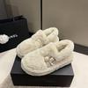 Тапочки Mao Mao женская верхняя одежда 2025 новые осень и зима модные шлепанцы с открытой пяткой и мехом