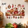 Christmas Party Scene Decoration Kitchen Wall Sticker, Self Adhesive PVC Decal, Festive Utensils Easy Apply Holiday Art Seasonal Holly Gingerbread Man