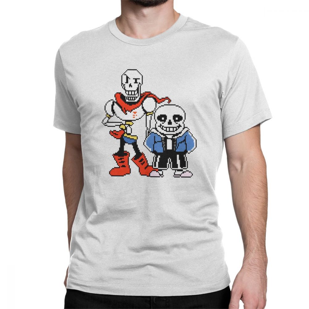 Футболка Undertale Мужская Санс и Папирус Игровая Футболка С Коротким Рукавом Футболка с Черепом Подарок на Хэллоуин Премиум Хлопок Топы Вечеринка Футболка