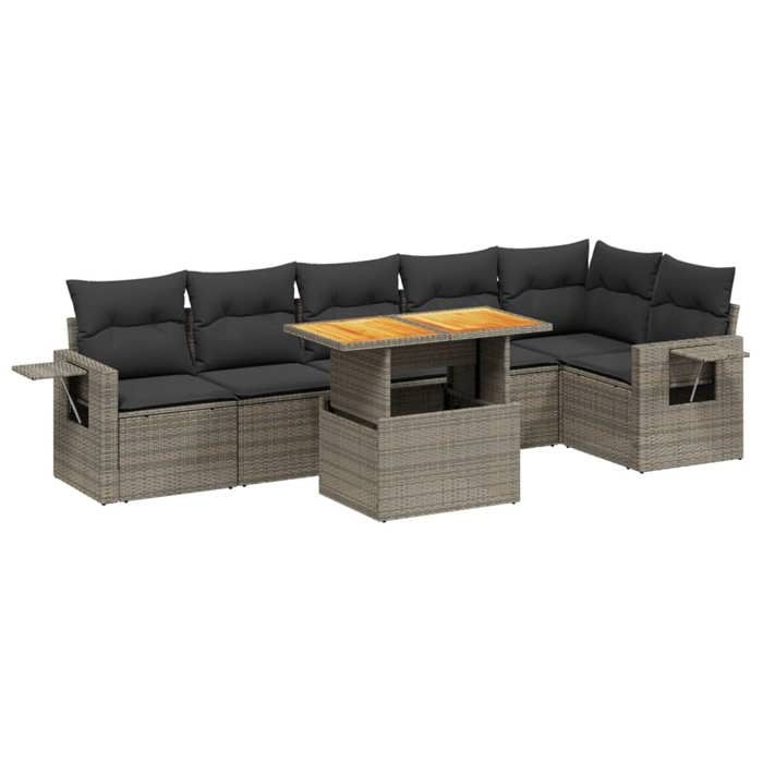 VidaXL Salon de Jardin avec Coussins 7 pcs, Canapés de Terrasse, Ensemble de Meubles de Patio, Mobilier d'Extérieur, Gris 3271767