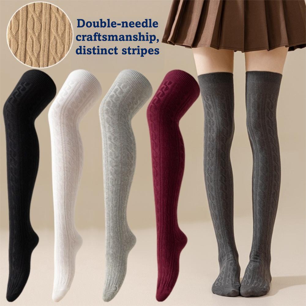 Solid Color Knee High Socks Long Stockings Autumn Winter Season for Women