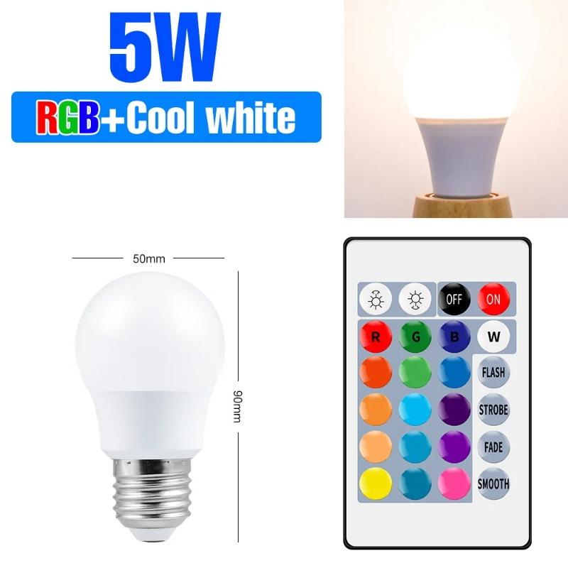 220V E27 Светодиодные лампы LED 3W 5W 10W 15W ИК Пульт управления Изменяемая Цветная RGB Светодиодная лампа Лампа-прожектор Рождественские Хэллоуин атмосферные огни