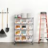 5-Tier Rolling Bin Storage Rack, 12 Organizer Bins, Bin Rack Storage Steel Wire Shelving System with Wheels, Mobile Tool Organizer for Garage,