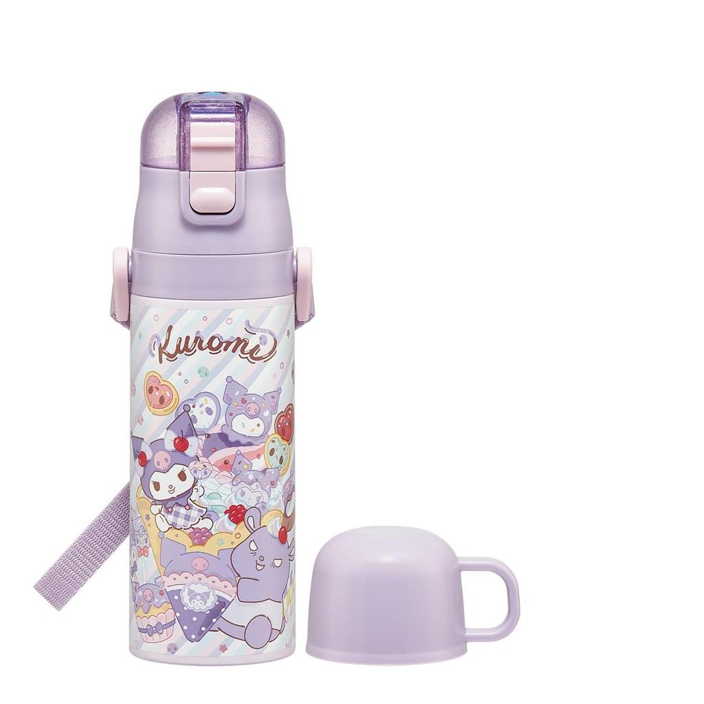 Skater Water 470ml or 430ml Sanrio Fancy Snacks Stainless Sports Children's Bottle, 2-Way, (Direct Drinking) (Cup Drinking), Kuromi, & Sweets, Girls'