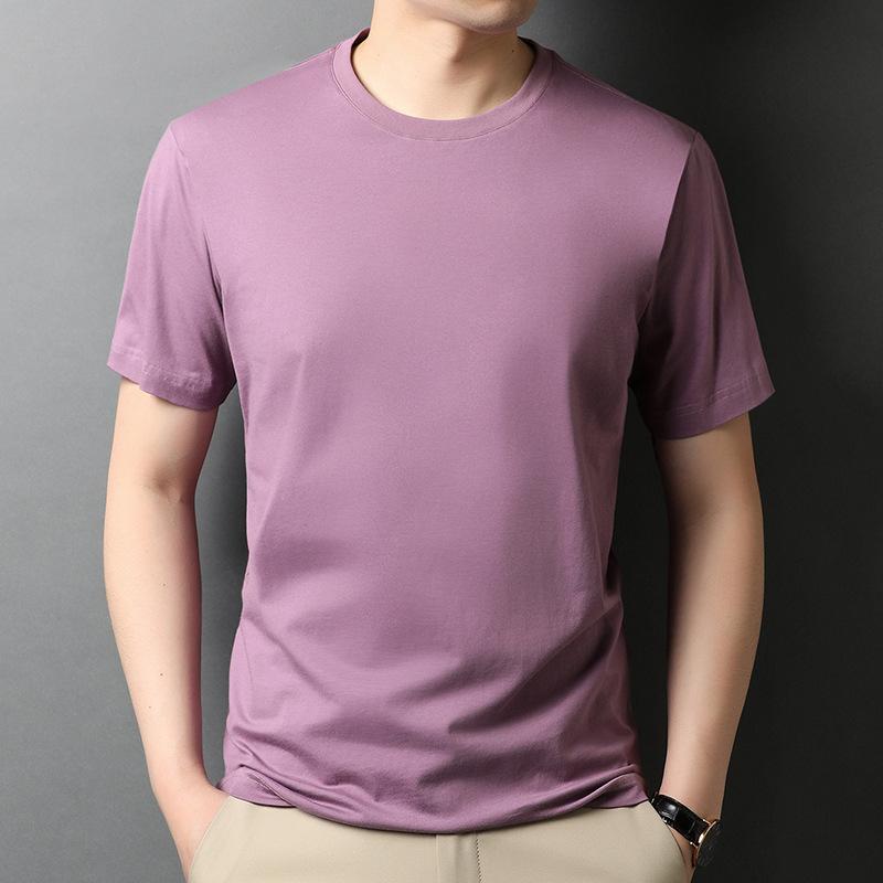 Summer New Solid Color Short-sleeved T-shirt for Young Men, Fashionable Cotton Thin Breathable Round-neck T-shirt