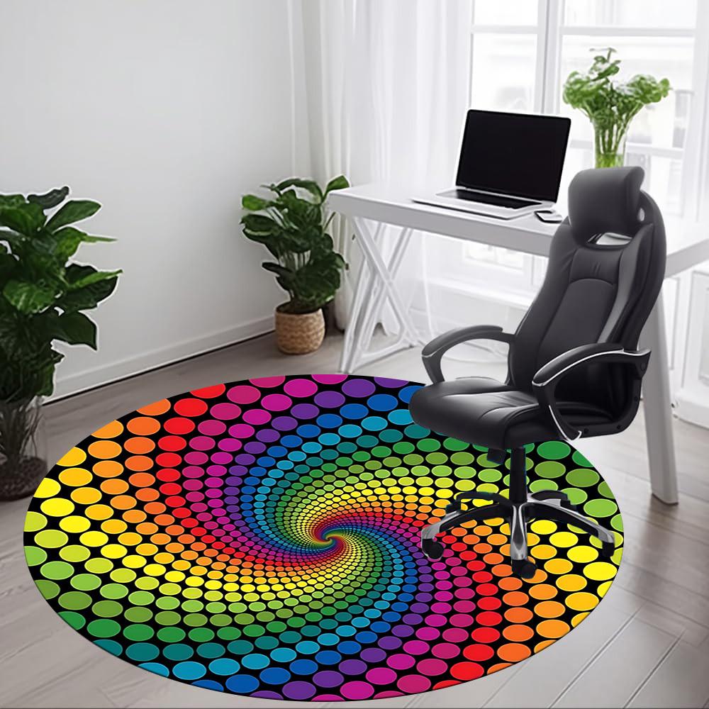 1pc Rainbow Dots Chair Carpet for Office Non-Slip, Machine Washable Rug for Office, Room - Holiday Decor, Machine Made yy251016030