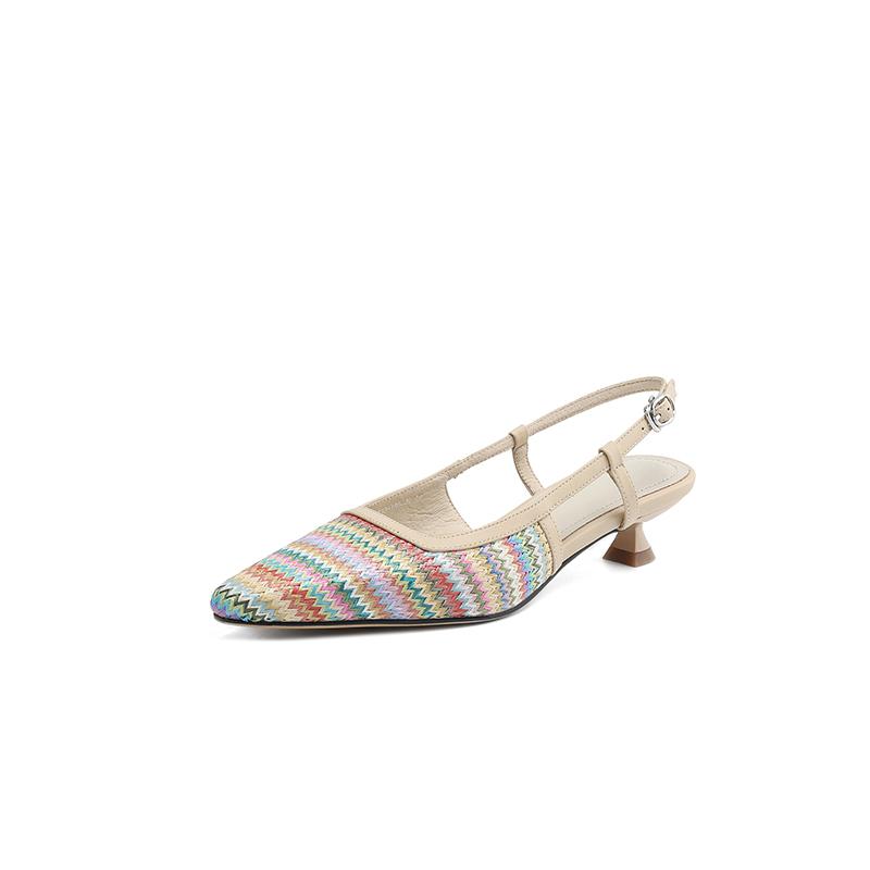 Fashion New Summer Sandals Multicolour Sandals for Women Fashion Square Toe Low Heels Cover Toe Sandals Ladies Shoes Casual Shoes