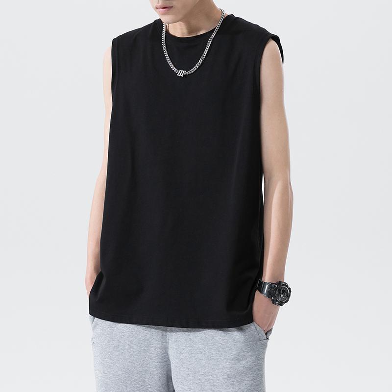 Новое поступление Мужская футболка без рукавов Летняя мода Однотонная футболка без рукавов с круглым вырезом Мужская Женская Хлопок Повседневная Свободная Уличные Топы