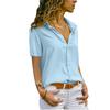 Women Fashion Chiffon Short Sleeve Blouses Summer Casual Button Down Shirt