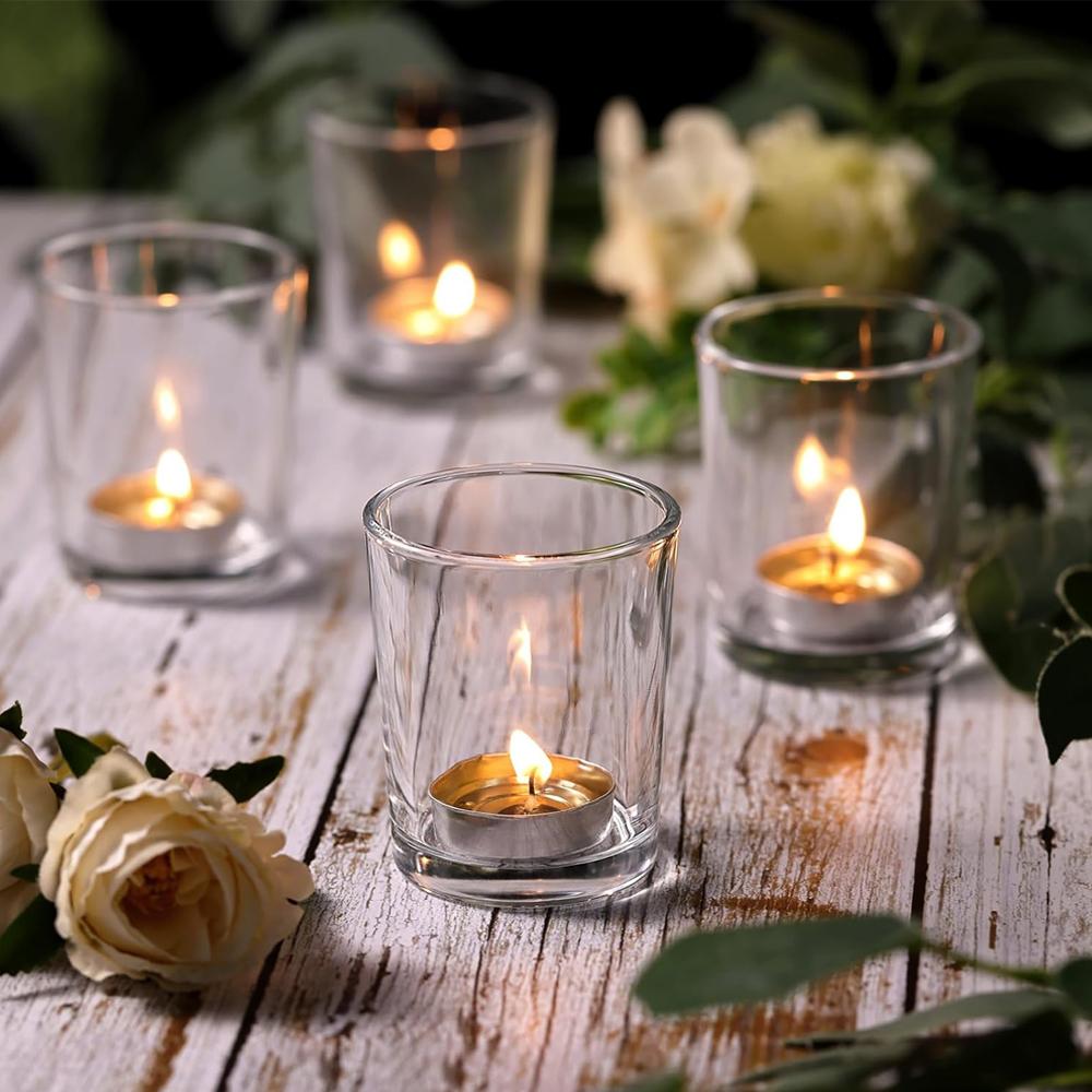 Набор подсвечников для votive свечей из 12 штук - Стеклянные подсвечники для votive свечей Прозрачные подсвечники для плавающих свечей-таблеток Оптом для центральных композиций стола Свадьба
