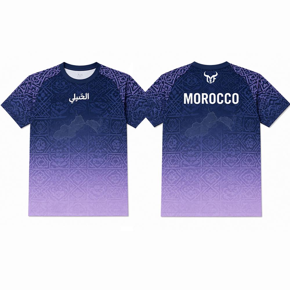 Morocco Style Printed Jerseys Men's And Women's Summer Street Short Sleeved Tee Sports Breathable Quick-drying Football T-shirt