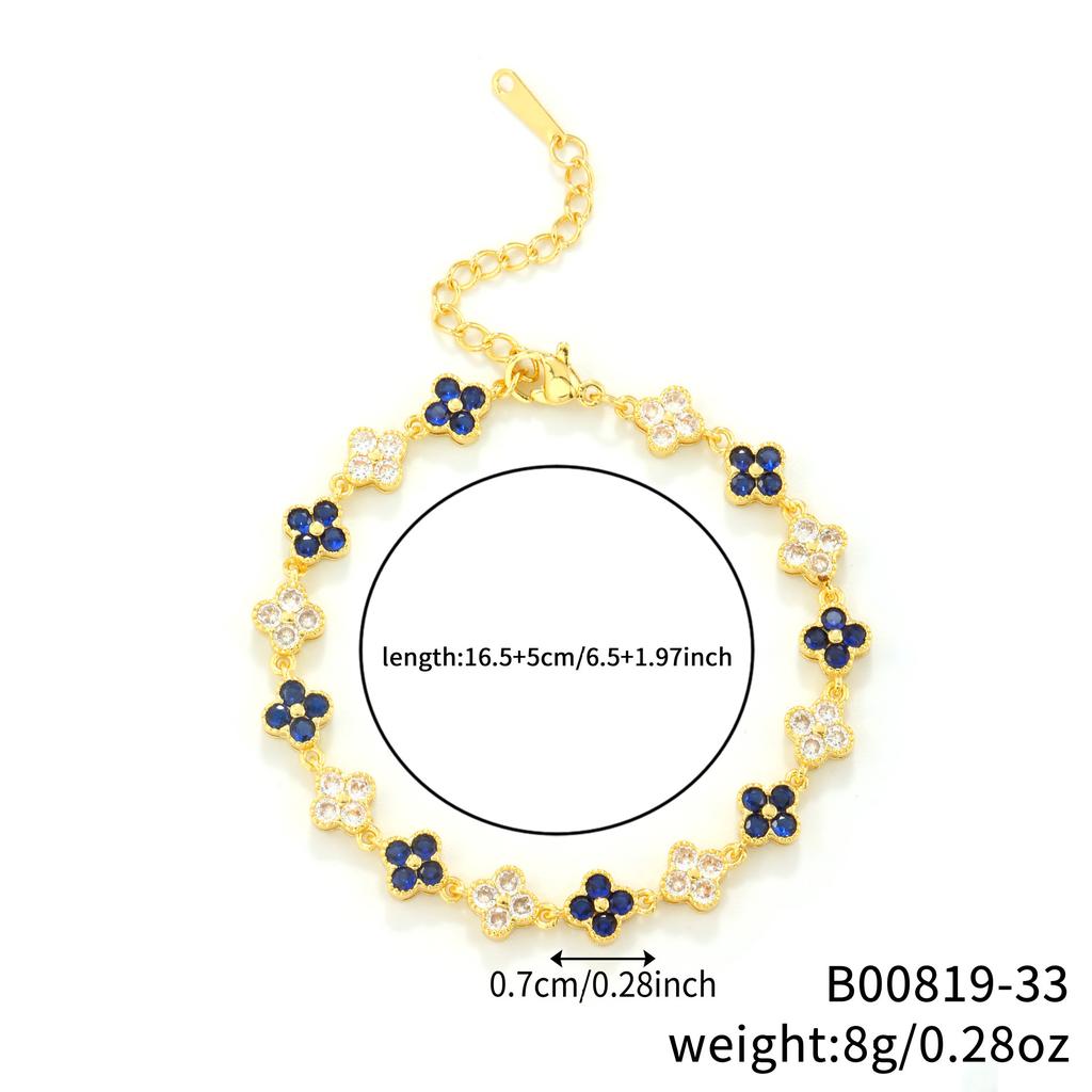 Hot-selling, four-leaf clover bracelet Shein popular color zircon European and American fashion design luxury jewelry