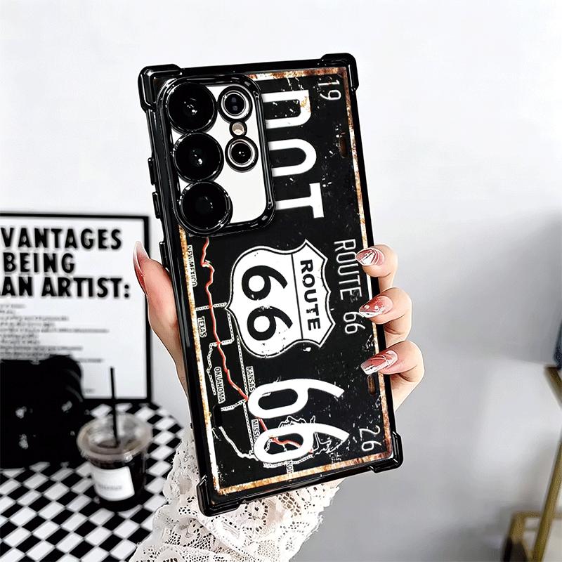Retro Vintage License Plate Soft Phone Case For Samsung Galaxy S26 Ultra S25 Edge S24 FE S23 Plus S22 S21 + S20 Plating Anti-Fal