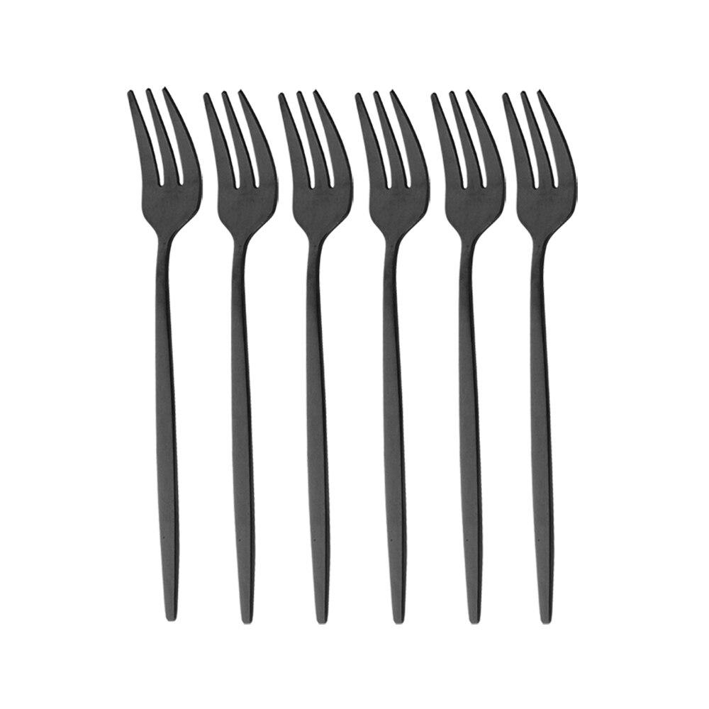 6Pcs Tea Fork Stainless Steel Tableware Set Fruit Fork Dinnerware Cutlery Set Gold Cake Snack Gold Salad Fork Kitchen Utensils