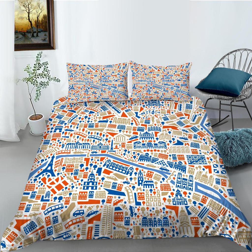 2023 Новый стильный комплект пододеяльников с картой, размер King Queen, роскошные пододеяльники World, 3D мягкие комплекты постельного белья для мальчиков и девочек, мужчин и женщин