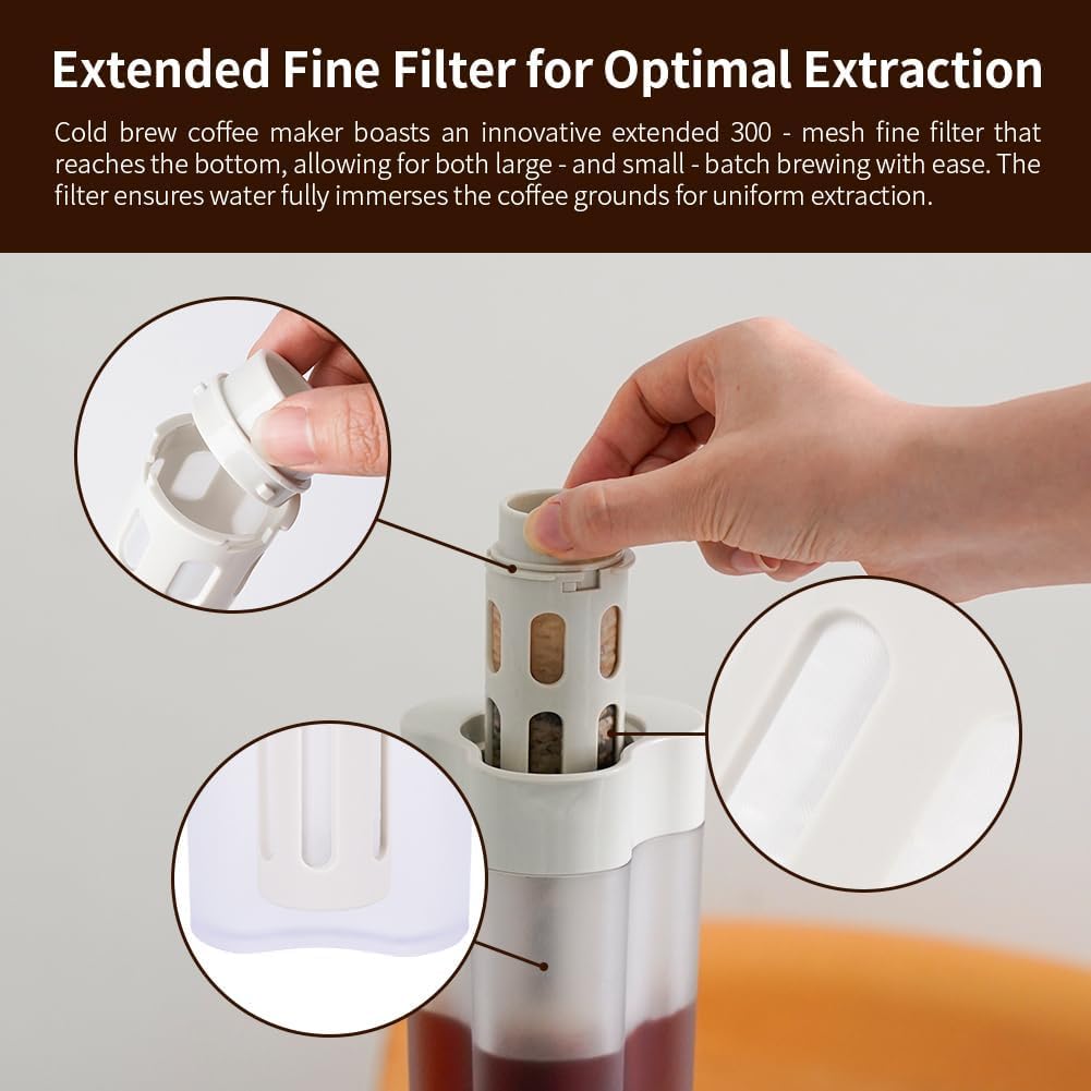 Watchget Portable Cold Brew Coffee Maker, 600ml20 Count, Iced Coffee Maker, Tea Brewer, Leak-Proof, Removable Fine Mesh Filter, Ideal for Home Use