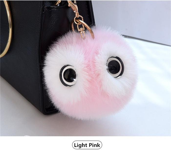 Fluffy Rabbit Fur Ball Pompom Owl Women Pompon Owl Female Toy Bag Car Trinket Jewelry Gift Bag Charm
