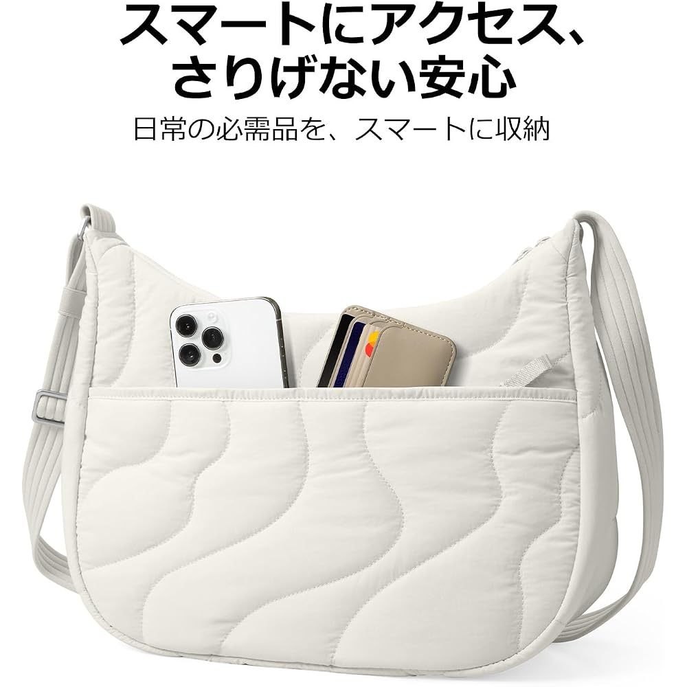 [tomtoc] Women's Shoulder Bag, Large Capacity 9L, Lightweight, Round Shoulder Bag, Compatible with 11-inch iPad Pro M5 2025 and iPad Air, Crescent Sha